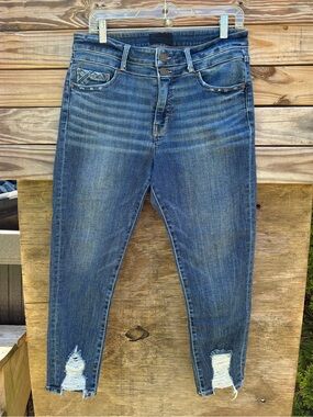 Womens Buckle Black Curvy Ankle Skinny Size 30